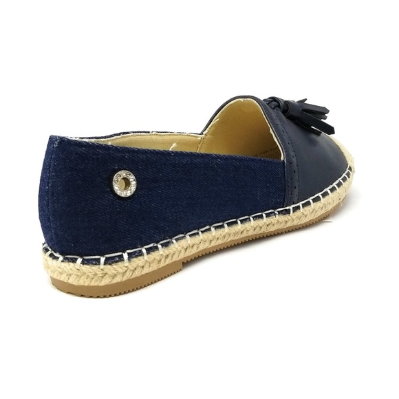 Women Espadrille Flats with Tassels, E-2602, Navy - Picture 3 of 4